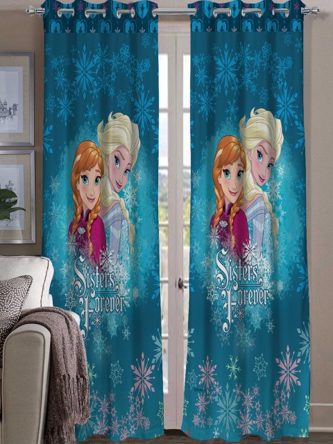 

Athom Trendz Blue Printed Single Regular Door Curtain