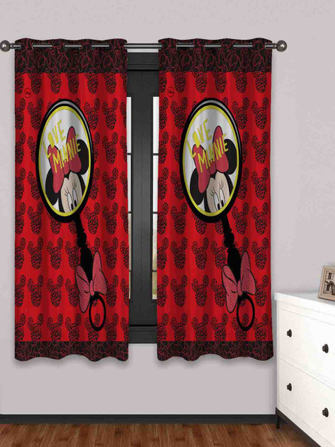 

Athom Trendz Red Mickey Mouse Printed Window Curtain