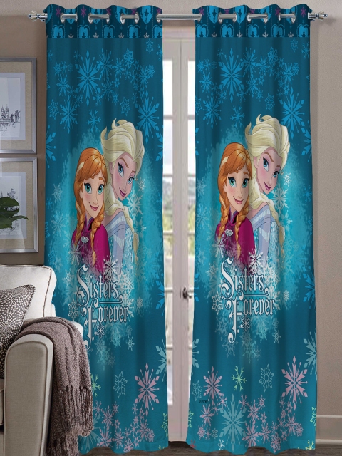 

Athom Trendz Blue Set Of 2 Printed Regular Door Curtains