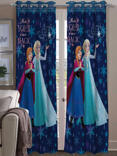 

Athom Trendz Blue Set Of 2 Printed Regular Door Curtains