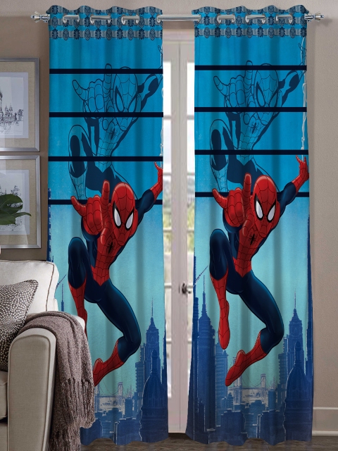 

Athom Trendz Set of 2 Blue Single Printed Door Curtains