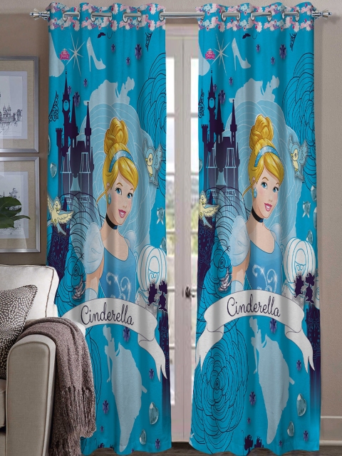 

Athom Trendz Kids Set of 2 Multicoloured Printed Door Curtains, Blue