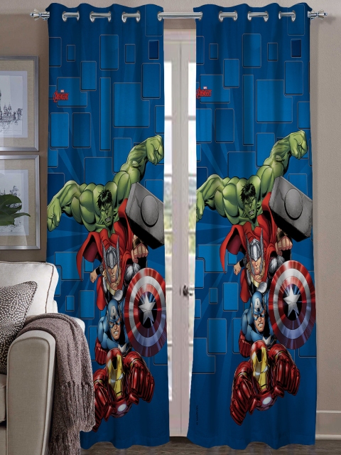 

Athom Trendz Kids Set of 2 Blue Printed Door Curtains