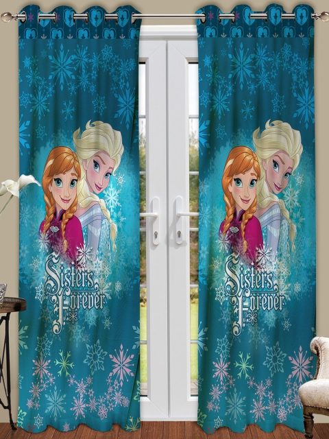 

Athom Trendz Blue Set Of 2 Printed Regular Long Door Curtains