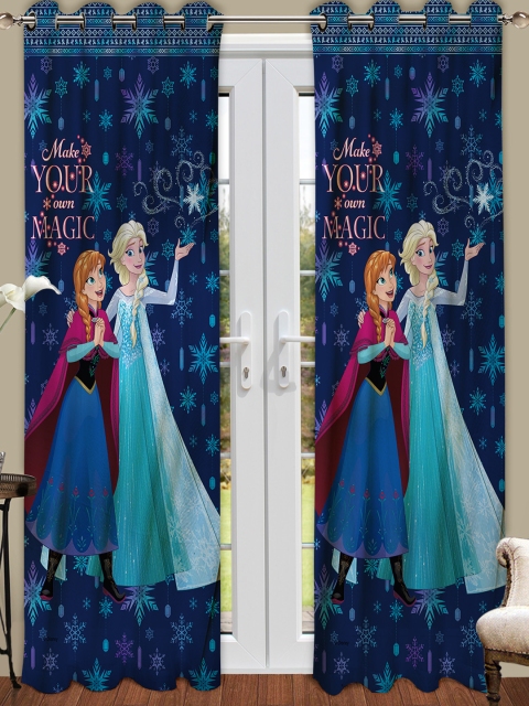

Athom Trendz Blue Set Of 2 Printed Regular Long Door Curtains