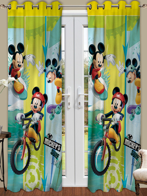 

Athom Trendz Multicoloured Mickey Mouse Printed Long Door Curtain, Multi