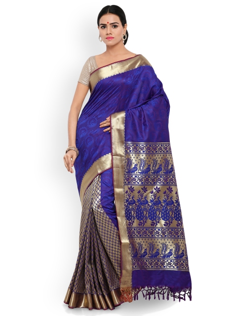 

Varkala Silk Sarees Blue Art Silk Woven Design Half & Half Saree