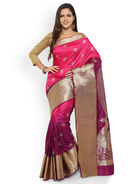 

Varkala Silk Sarees Pink & Purple Art Silk Woven Design Saree