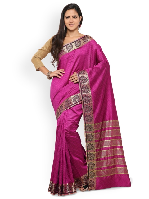 

Varkala Silk Sarees Pink Cotton Blend Solid Saree