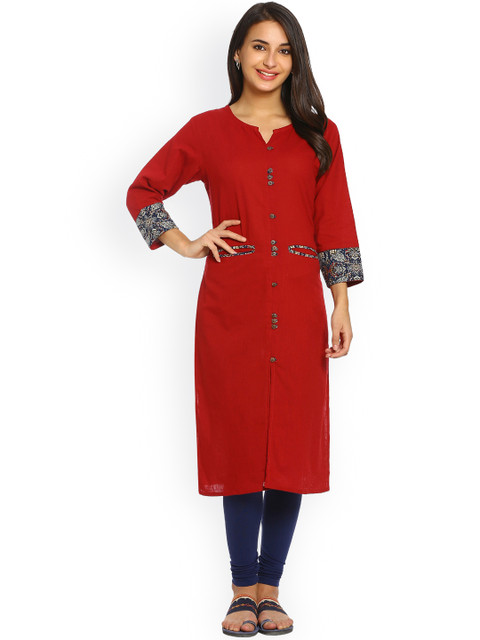 

Soch Women Maroon Solid A-Line Kurta