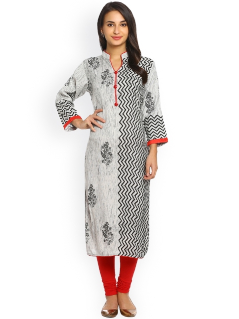 

Soch Women Grey Printed Straight Kurta