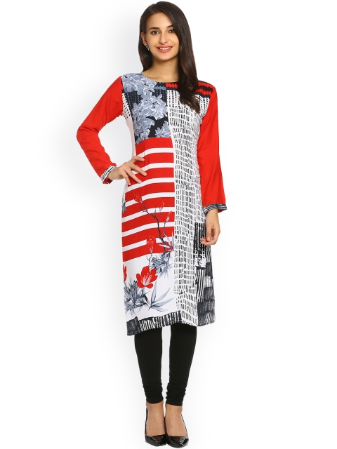 

Soch Women Red & Black Printed Straight Kurta