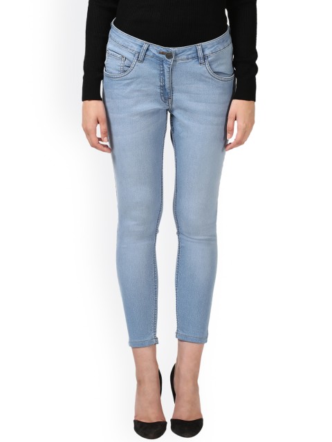 

Park Avenue Women Blue Mid-Rise Clean Look Cropped Jeans