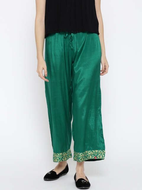 

Biba Women Green Wide Leg Solid Palazzos