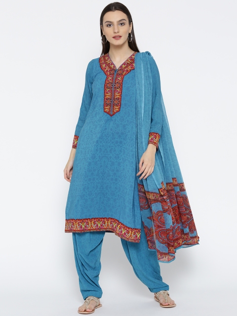 

Biba Women Blue Printed Kurta with Salwar & Dupatta