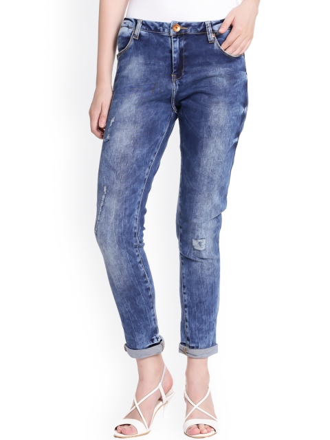 

United Colors of Benetton Women Blue Slim Fit Mid-Rise Mildly Distressed Jeans
