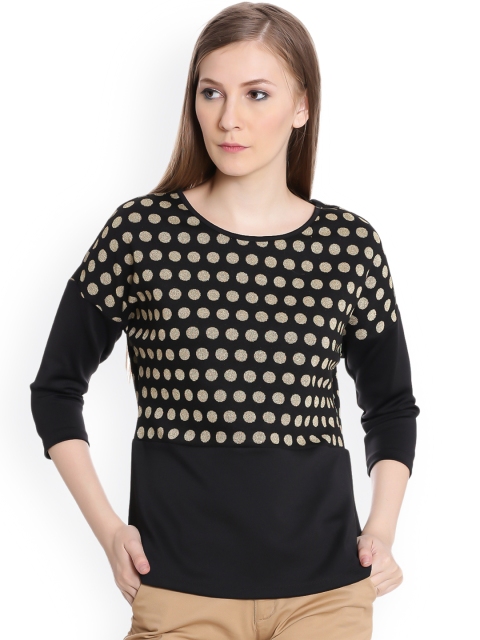 

United Colors of Benetton Women Black Self-Design Top