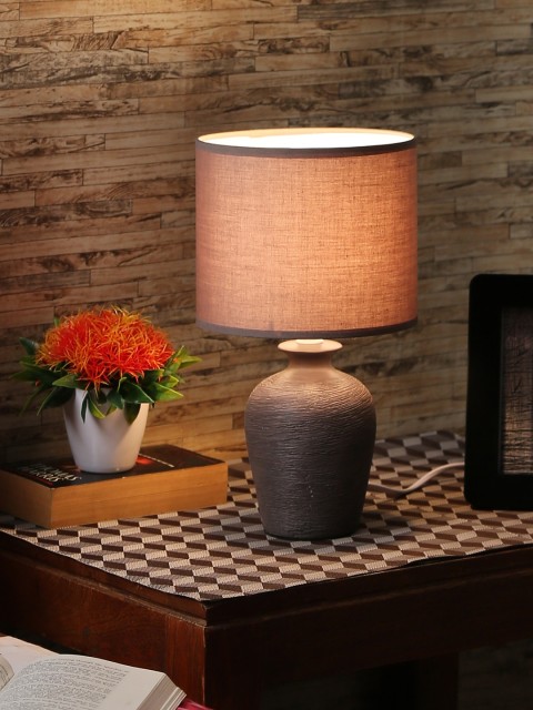 

House Of Accessories Grey Cylindrical Table Lamp