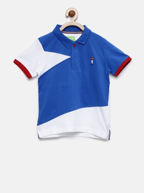 

Bossini Boys Blue & White Colourblocked Polo Collar T-shirt