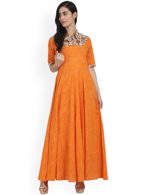 

Nayo Women Orange Printed Floor-Length Anarkali Kurta