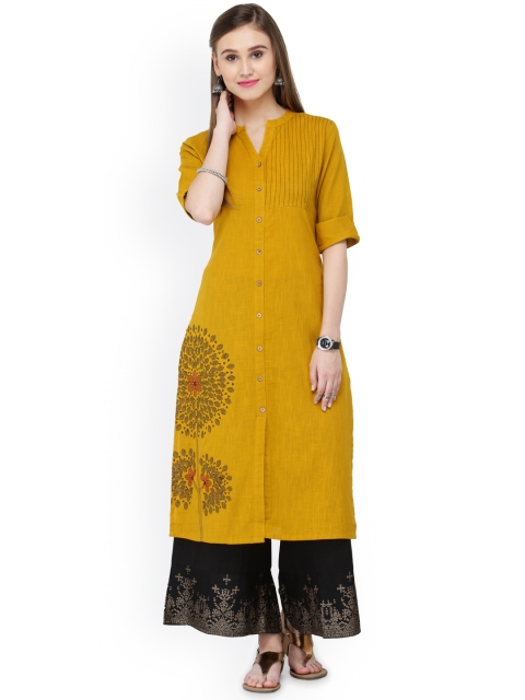 

Varanga Mustard Cotton Embroidery Kurta