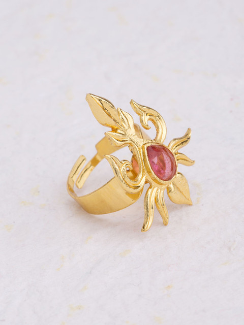 

Voylla Gold-Plated Stone-Studded Flame-Shaped Adjustable Ring
