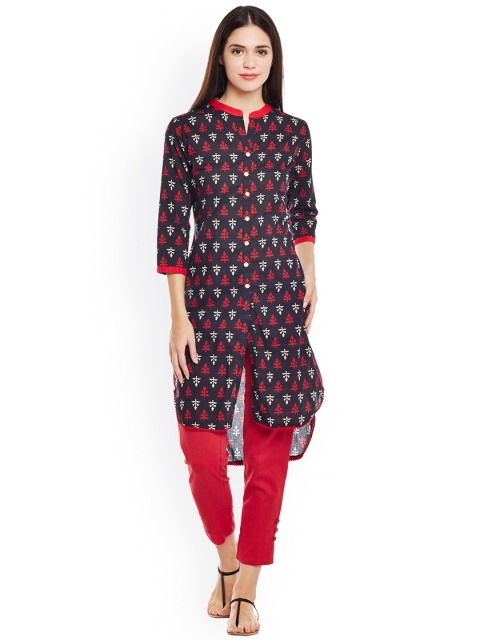 

Be Indi Women Black Printed Straight Kurta