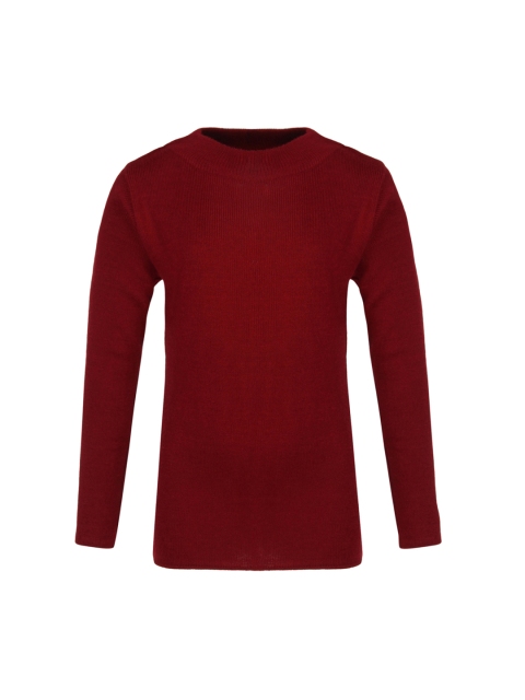

Cayman Girls Maroon Solid Sweater
