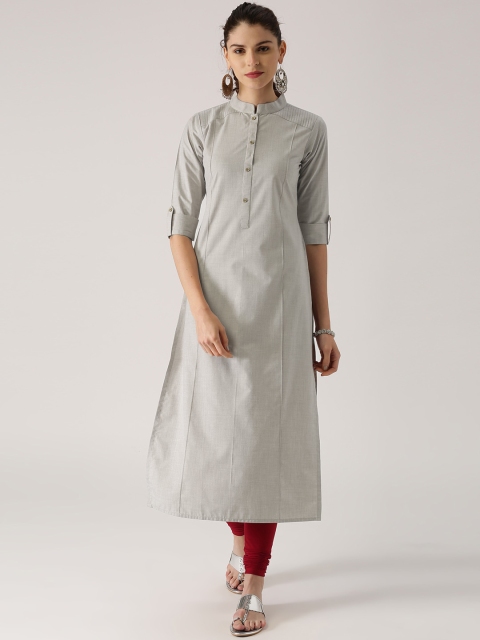 

Libas Women Grey Solid Straight Kurta