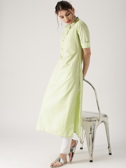 

Libas Women Green Solid Straight Kurta