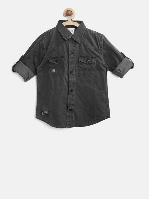 

Gini and Jony Boys Charcoal Grey Regular Fit Solid Casual Shirt