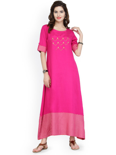 

Varanga Women Pink Embroidered Dress