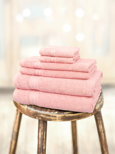 

swiss republic Set of 6 Pink 450 GSM Cotton Towels
