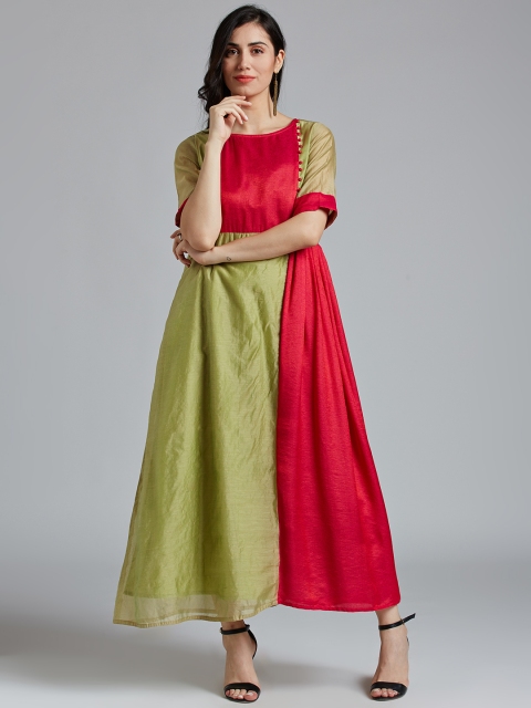 

Jaipur Kurti Women Multicoloured Solid A-Line Dress, Multi
