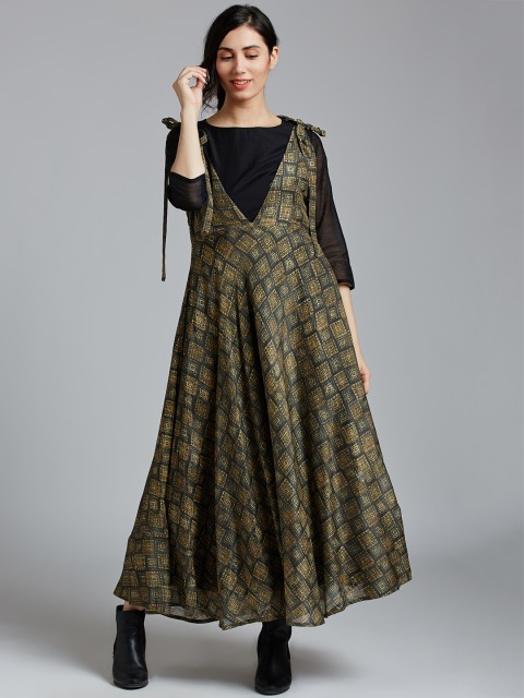 

Jaipur Kurti Women Green Printed A-Line Dress
