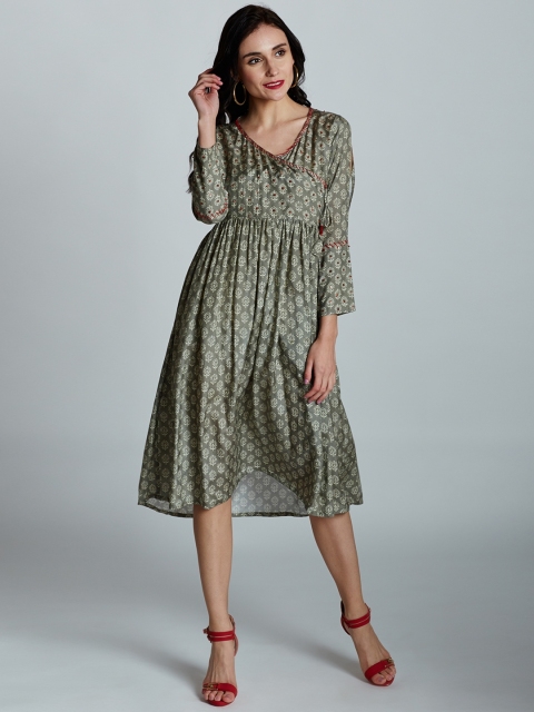 

Jaipur Kurti Women Grey Printed A-Line Dress