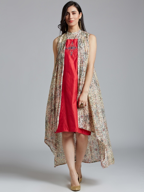 

Jaipur Kurti Women Multicoloured Printed A-Line Dress, Multi