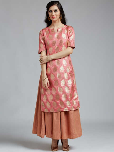 

Jaipur Kurti Women Pink Printed Kurta with Skirt