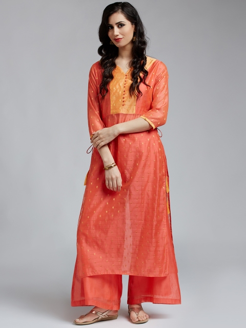 

Jaipur Kurti Women Peach-Coloured Printed Kurta with Palazzos