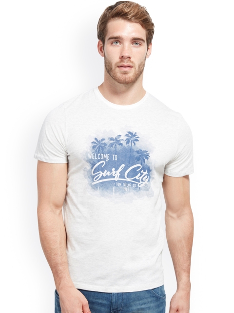 

Tom Tailor Men White Printed Round Neck T-shirt
