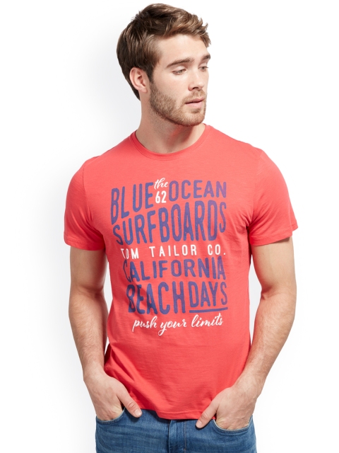 

Tom Tailor Men Red Printed Round Neck T-shirt