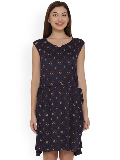 

Clovia Navy Blue Printed Nightdress NS0927P08XL