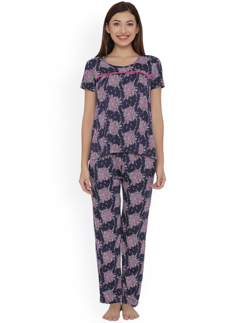 

Clovia Blue & Taupe Printed Lounge Set