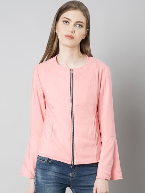 

FabAlley Women Pink Solid Tailored Jacket