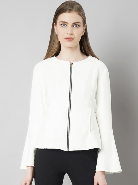 

FabAlley Women White Solid Tailored Jacket