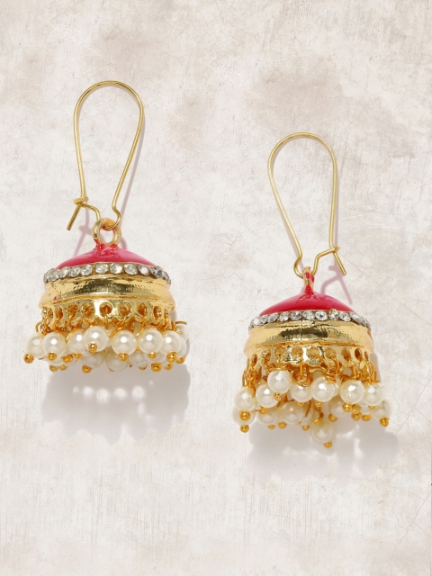 Anouk Gold-Toned & Pink Embellished Jhumkas available at myntra for Rs.479