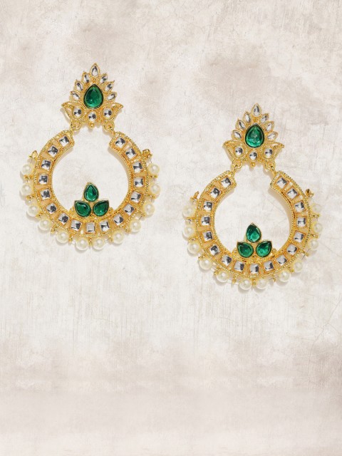 

Anouk Gold-Toned & Green Circular Drop Earrings