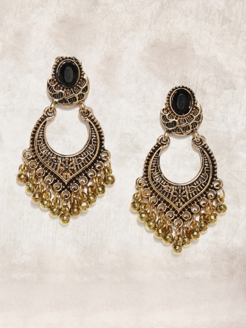 

Anouk Antique Gold-Toned & Black Drop Earrings