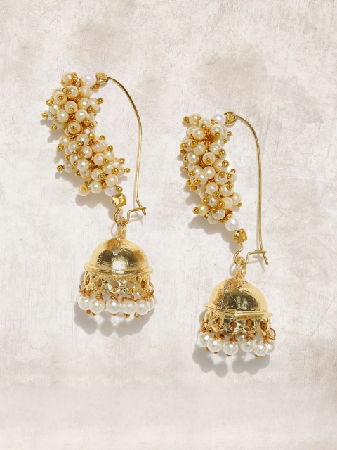 

Anouk Gold-Toned & Off-White Dome Shaped Jhumkas