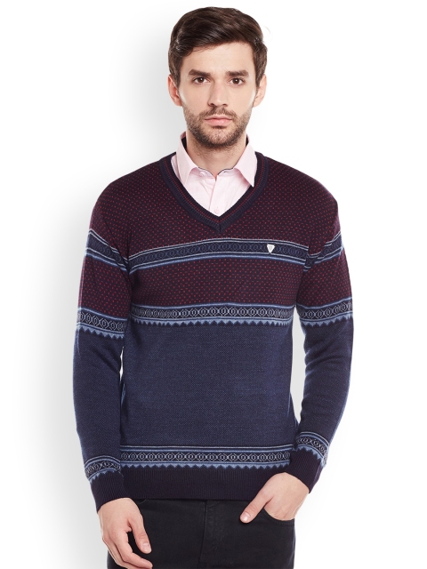 

Duke Men Blue & Maroon Sweater